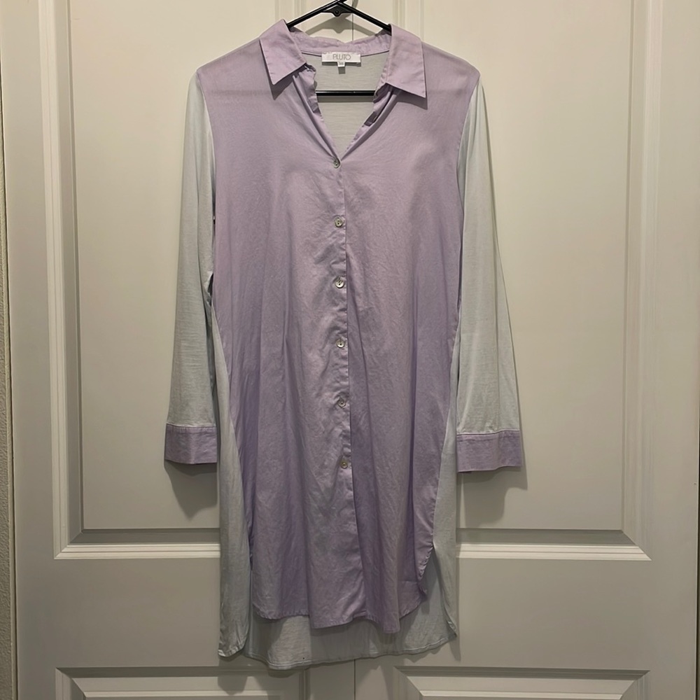 Pluto Lavender Purple & White Collared Sleep Shirt